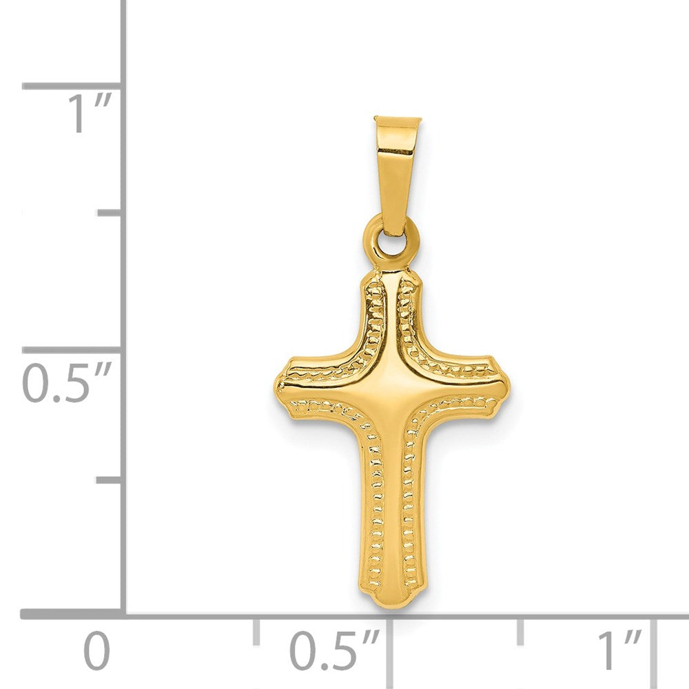14K Gelbgold 14K Poliert und Strukturiert Kreuz Anhänger