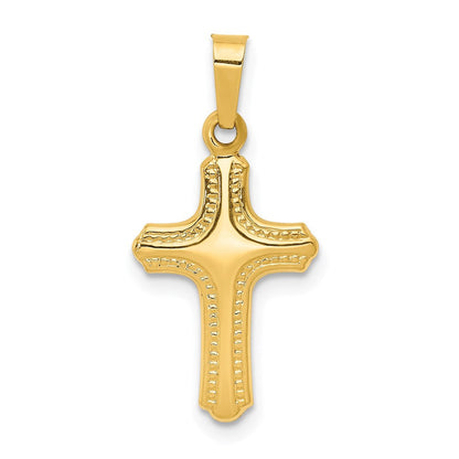 14K Gelbgold 14K Poliert und Strukturiert Kreuz Anhänger