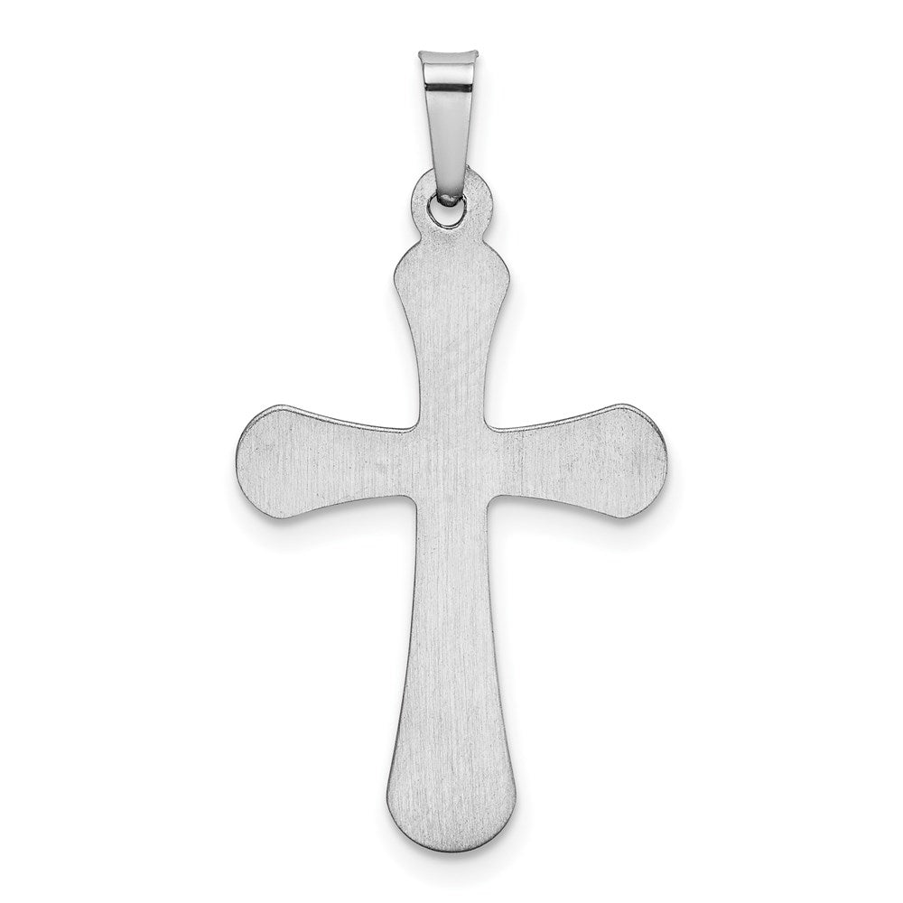 14K Weißgold Polierter Runder Kreuz-Anhänger
