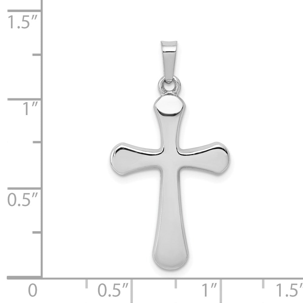 14K Weißgold Polierter Runder Kreuz-Anhänger