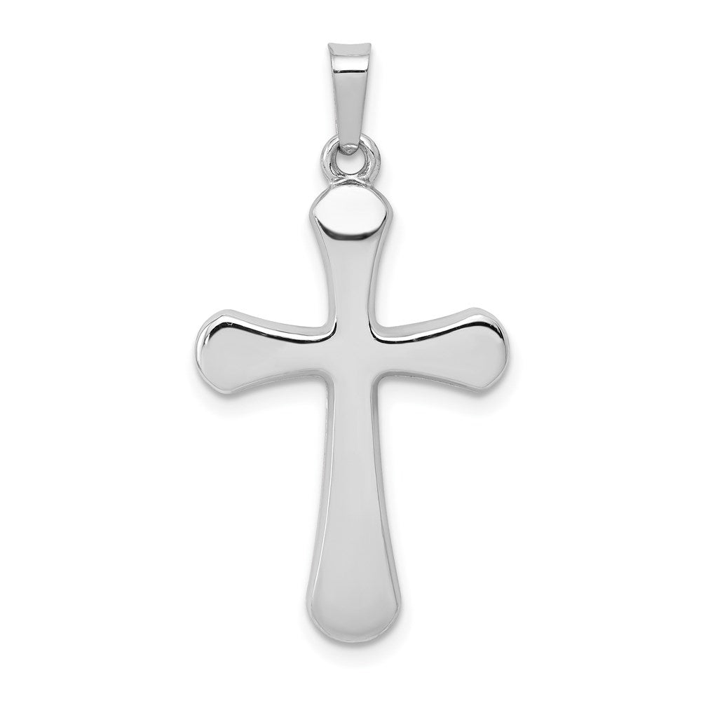 14K Weißgold Polierter Runder Kreuz-Anhänger
