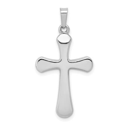 14K Weißgold Polierter Runder Kreuz-Anhänger