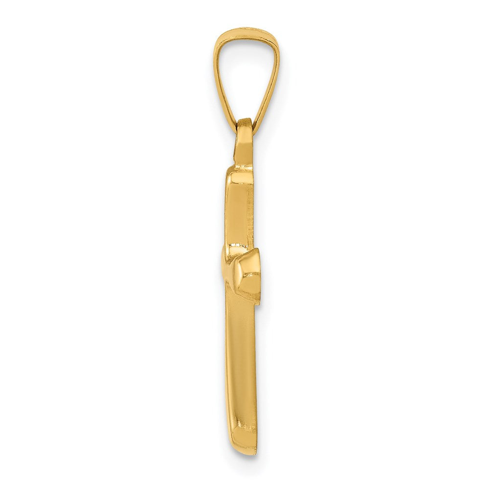 14K Gelbgold 14K Poliert Abgerundet Kreuz Anhänger