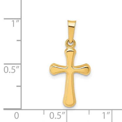 14K Gelbgold 14K Poliert Abgerundet Kreuz Anhänger