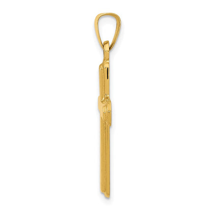 14K Gelbgold Satin-Lateinisches-Kreuz-Anhänger** Alternativ etwas natürlicher formuliert: **Anhänger „Lateinisches Kreuz" aus 14K Gelbgold, satiniert