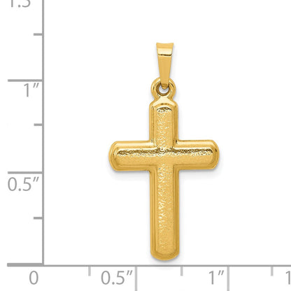 14K Gelbgold Satin-Lateinisches-Kreuz-Anhänger** Alternativ etwas natürlicher formuliert: **Anhänger „Lateinisches Kreuz" aus 14K Gelbgold, satiniert