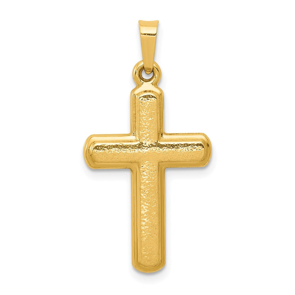 14K Gelbgold Satin-Lateinisches-Kreuz-Anhänger** Alternativ etwas natürlicher formuliert: **Anhänger „Lateinisches Kreuz" aus 14K Gelbgold, satiniert
