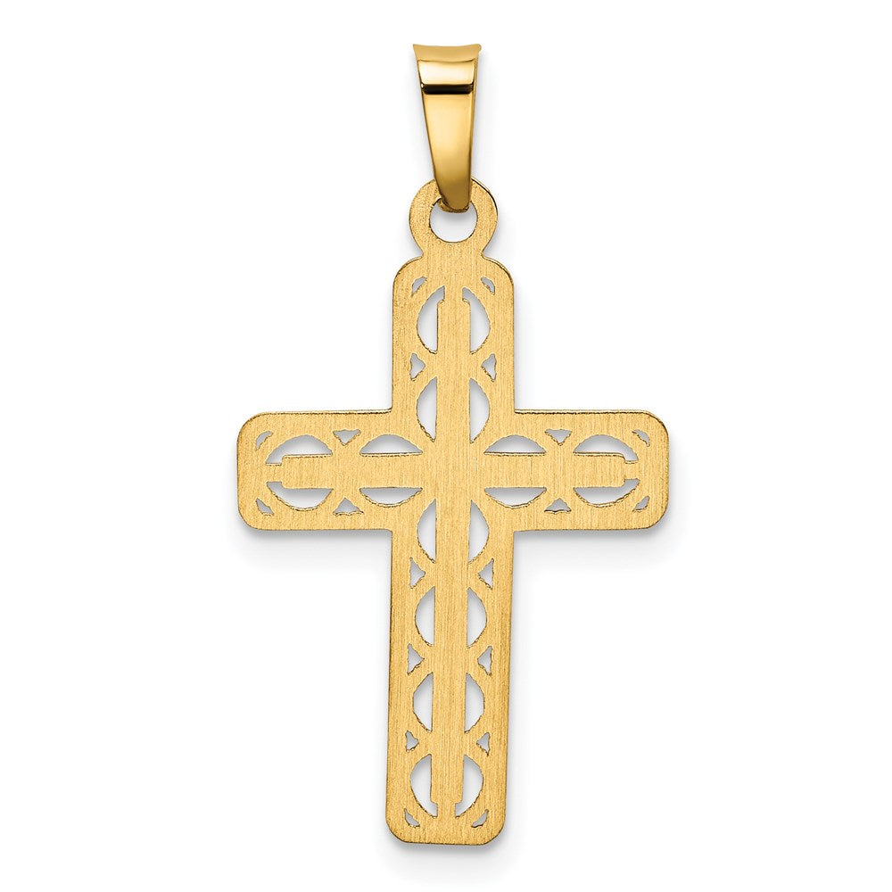 14K Gelbgold Polierter Filigran-Kreuz-Anhänger