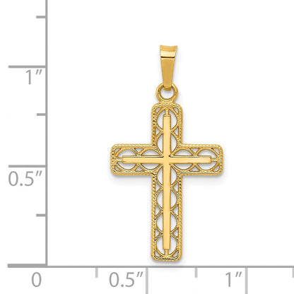 14K Gelbgold Polierter Filigran-Kreuz-Anhänger