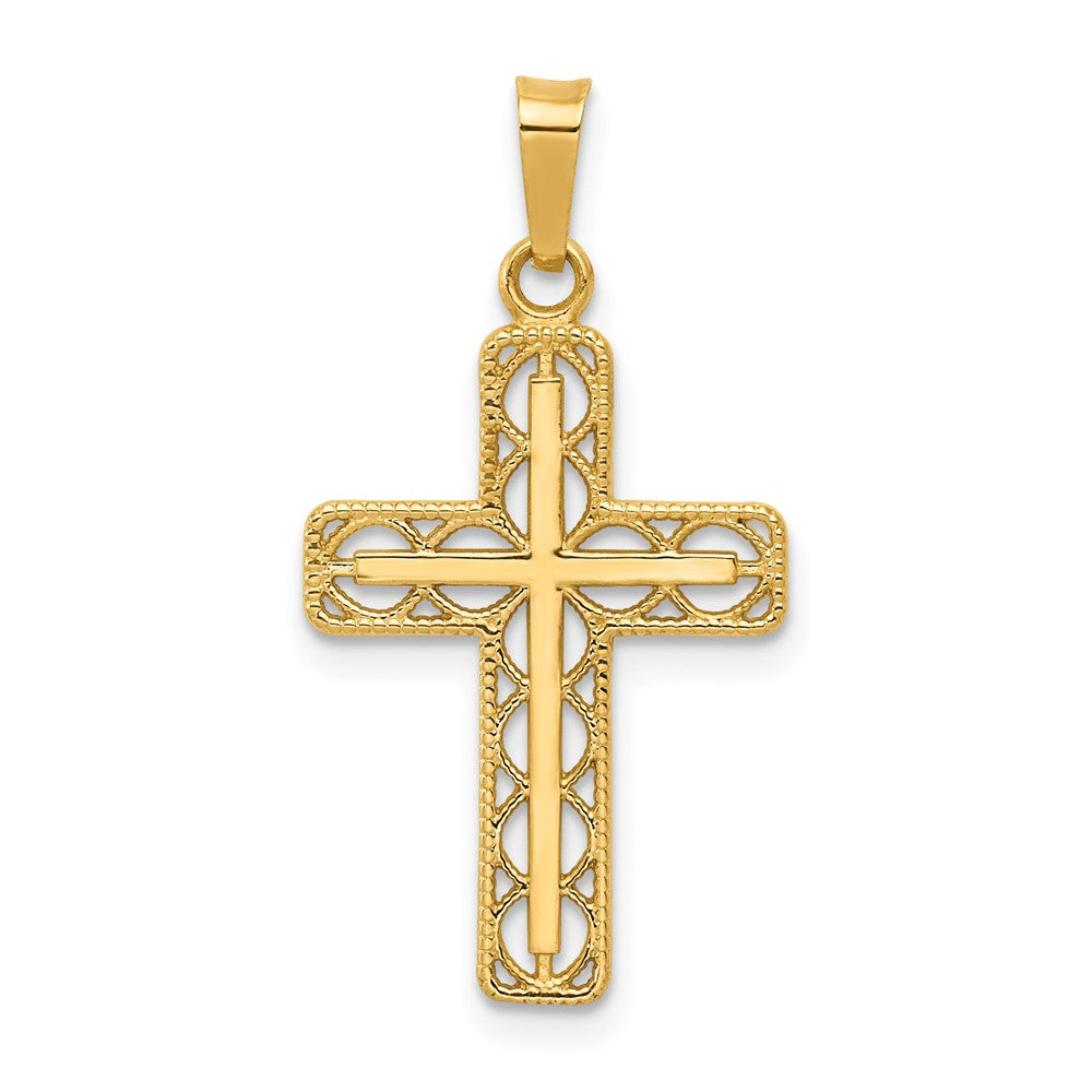 14K Gelbgold Polierter Filigran-Kreuz-Anhänger