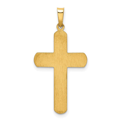14K Gelbgold polierter und texturierter Kreuz-Anhänger