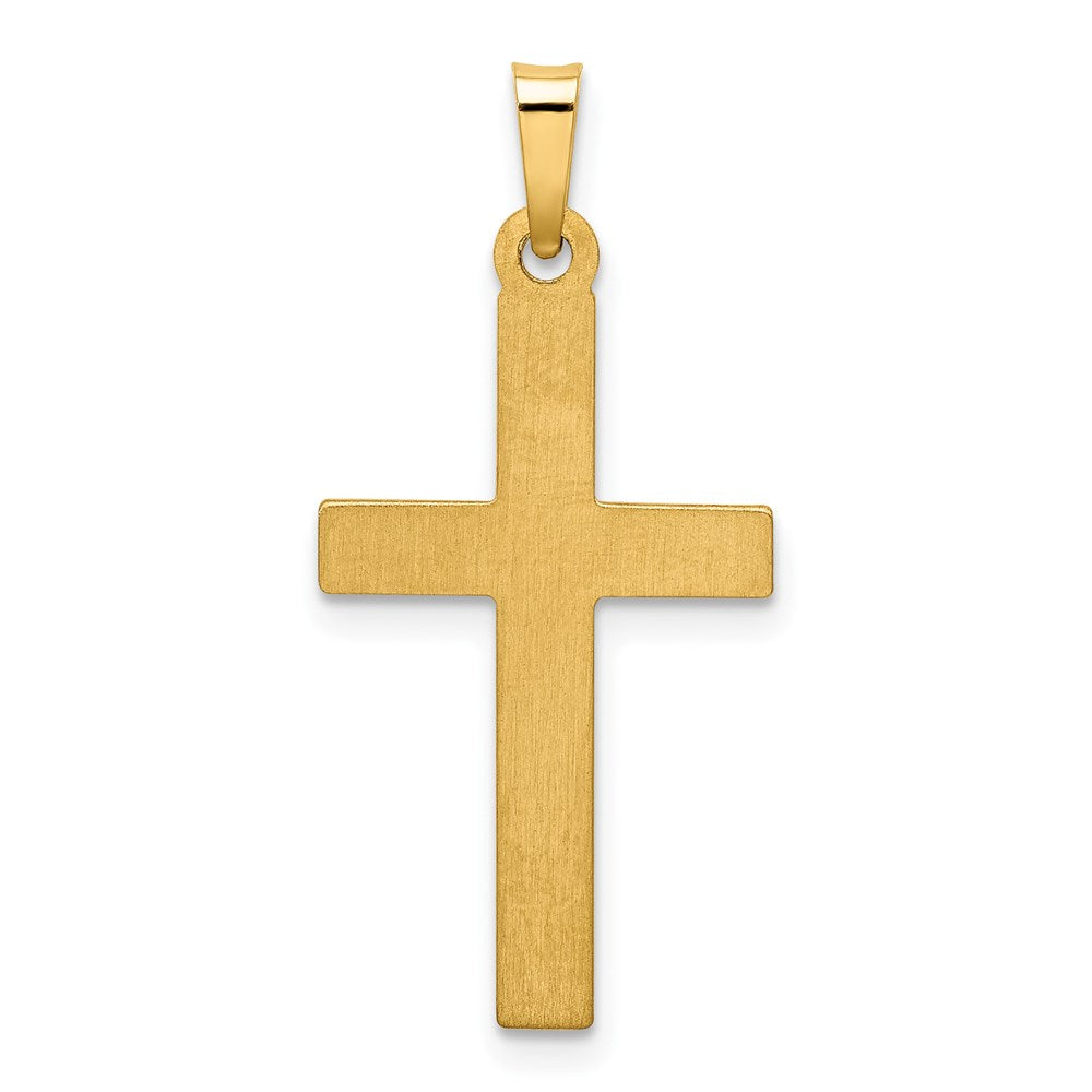 14K Gelbgold Anhänger, Kreuz, poliert, mit Gitter-Textur