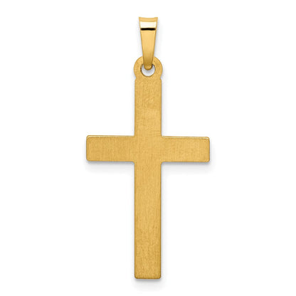 14K Gelbgold Anhänger, Kreuz, poliert, mit Gitter-Textur