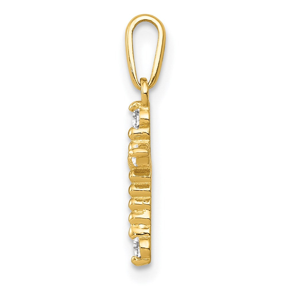 14K Gelbgold 14K Poliert Gekugelt Zirkonia Kreuz Charm