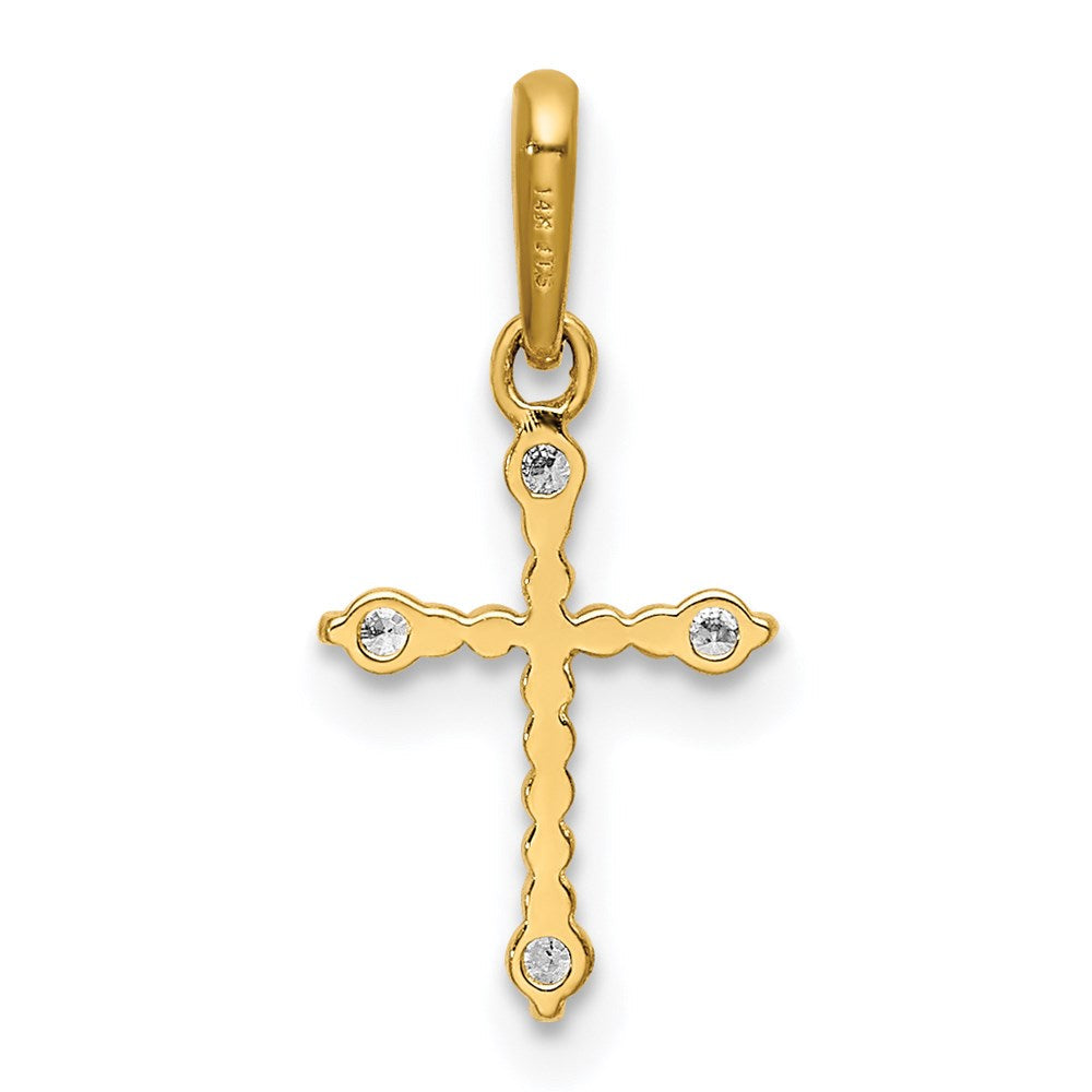 14K Gelbgold 14K Poliert Gekugelt Zirkonia Kreuz Charm