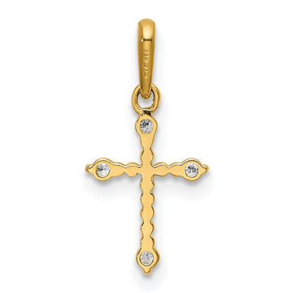 14K Gelbgold 14K Poliert Gekugelt Zirkonia Kreuz Charm
