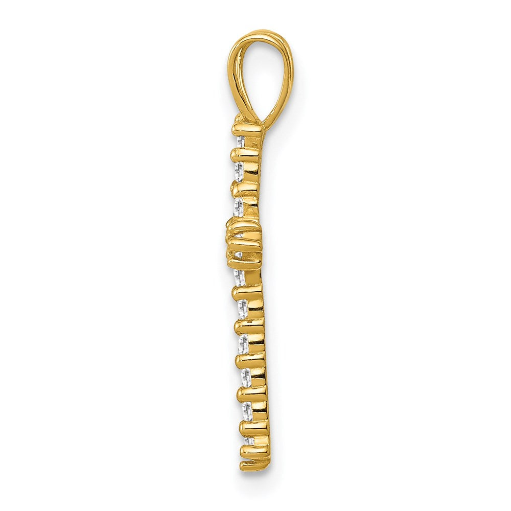 14K Gelbgold 14K Poliert Zirkonia Kreuz Kette Anhänger