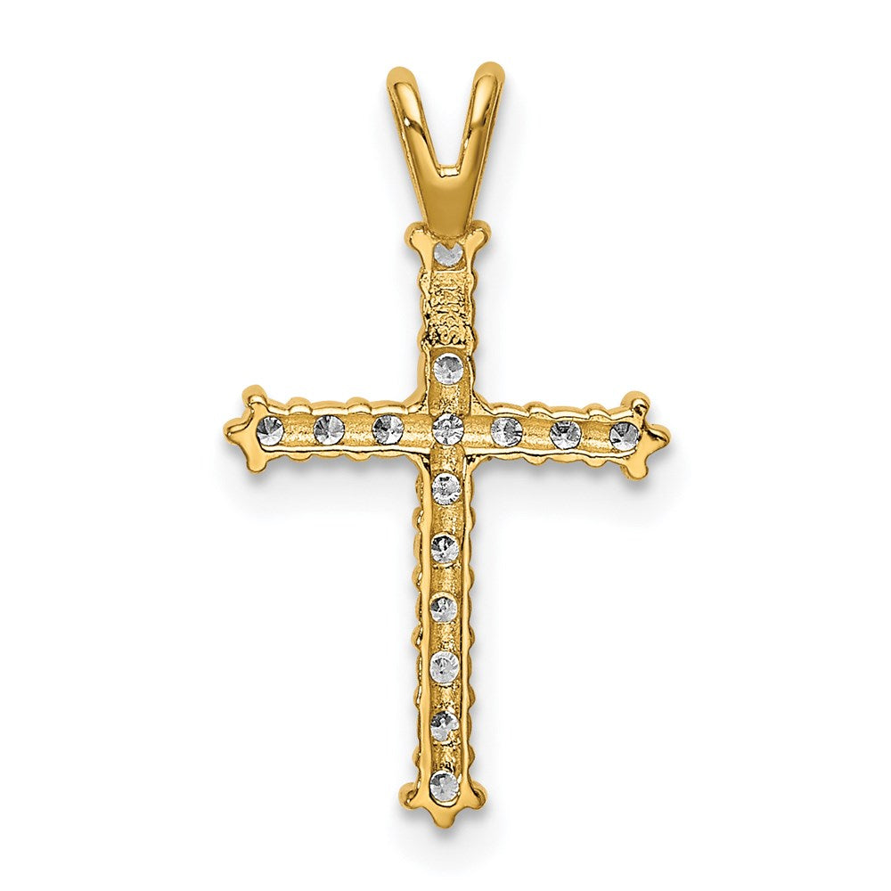 14K Gelbgold 14K Poliert Zirkonia Kreuz Kette Anhänger