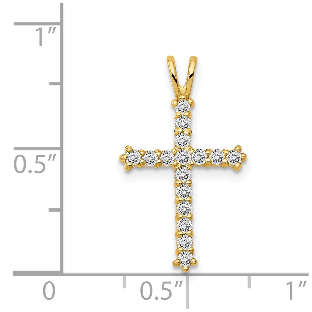 14K Gelbgold 14K Poliert Zirkonia Kreuz Kette Anhänger