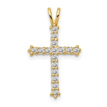 14K Gelbgold 14K Poliert Zirkonia Kreuz Kette Anhänger