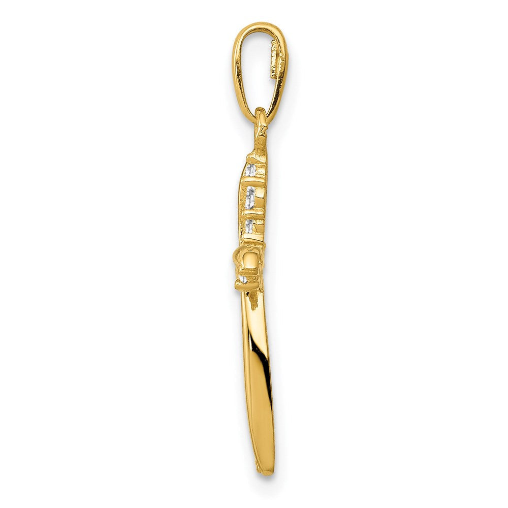 14K Gelbgold 14K Poliert Zirkonia Kreuz Charm