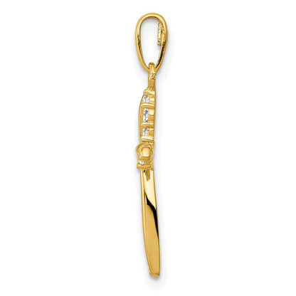 14K Gelbgold 14K Poliert Zirkonia Kreuz Charm