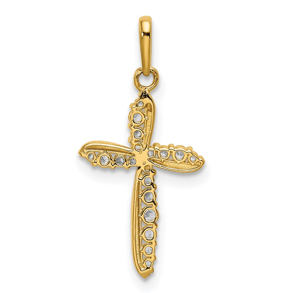 14K Gelbgold 14K Poliert Zirkonia Kreuz Charm