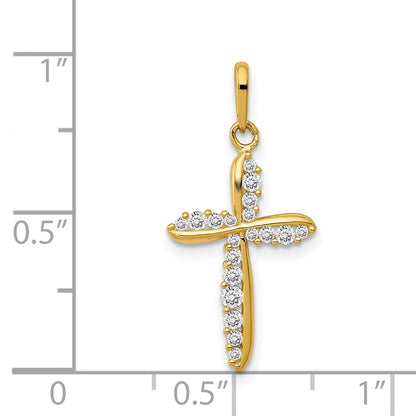 14K Gelbgold 14K Poliert Zirkonia Kreuz Charm