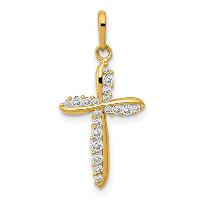 14K Gelbgold 14K Poliert Zirkonia Kreuz Charm