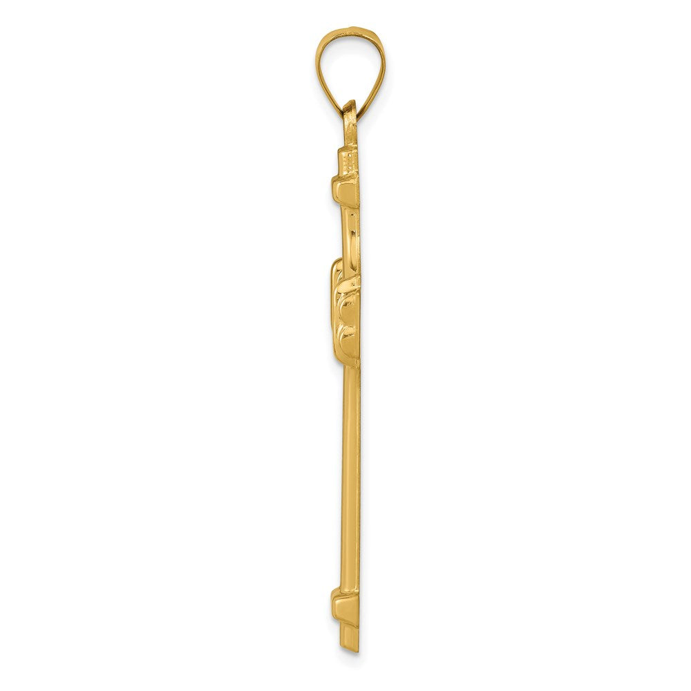 14K Gelbgold polierter Fantasie-Kreuz-Anhänger