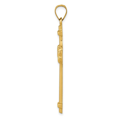 14K Gelbgold polierter Fantasie-Kreuz-Anhänger