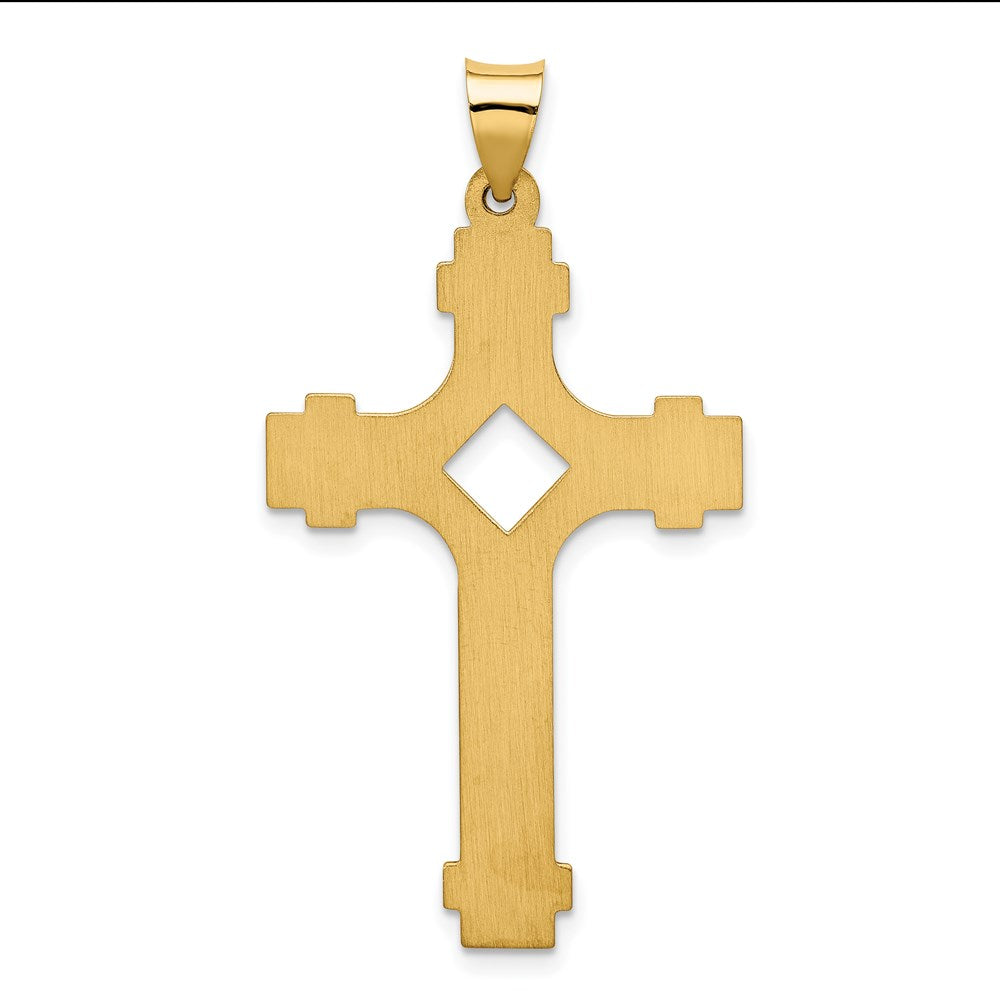 14K Gelbgold polierter Fantasie-Kreuz-Anhänger