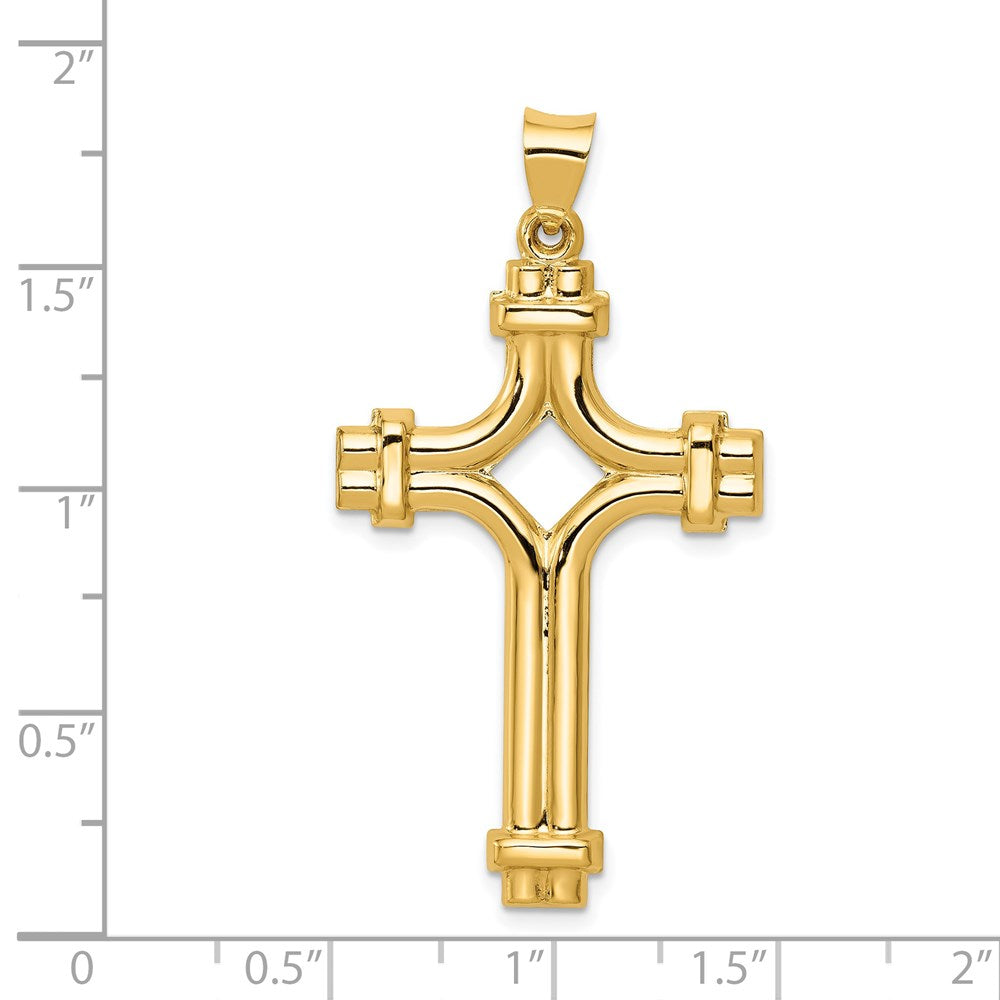 14K Gelbgold polierter Fantasie-Kreuz-Anhänger
