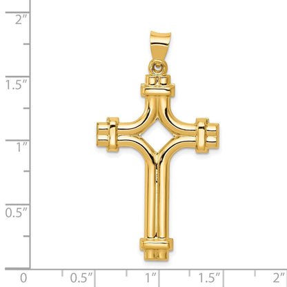 14K Gelbgold polierter Fantasie-Kreuz-Anhänger