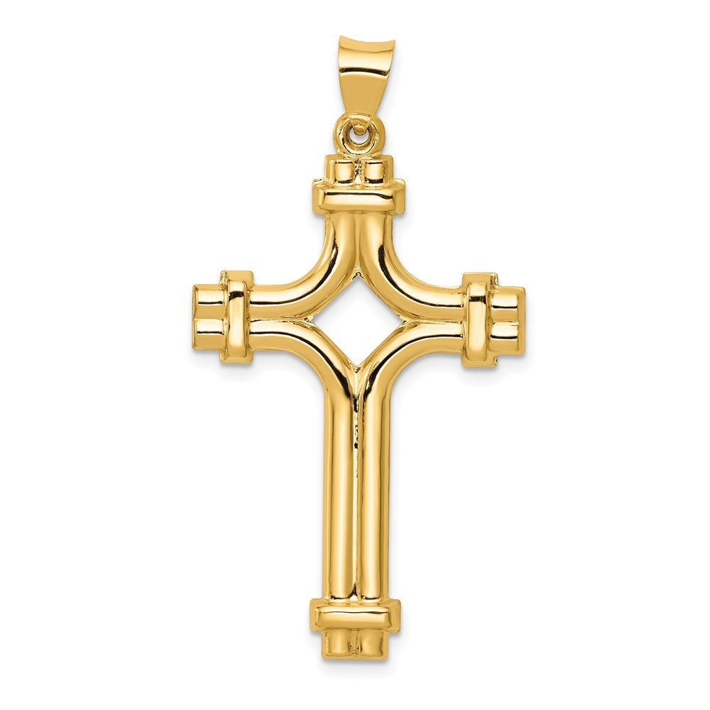 14K Gelbgold polierter Fantasie-Kreuz-Anhänger