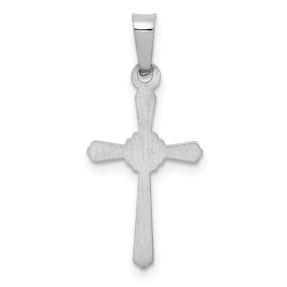 14K Weißgold 14K Weißgold Poliert Mittig Blume Kreuz Anhänger