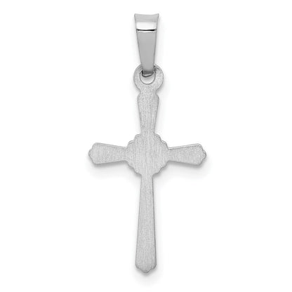 14K Weißgold 14K Weißgold Poliert Mittig Blume Kreuz Anhänger