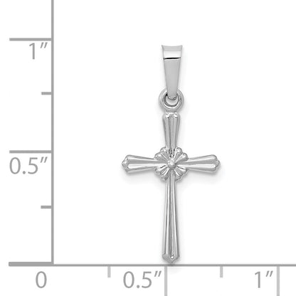 14K Weißgold 14K Weißgold Poliert Mittig Blume Kreuz Anhänger