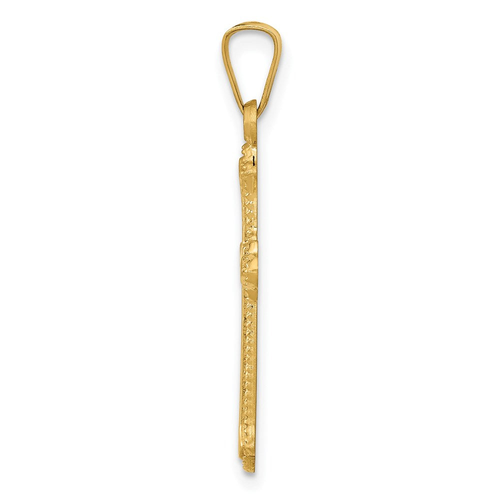 14K Gelbgold 14K Poliert Fleur De Lis Kreuz Anhänger