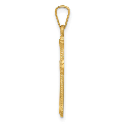 14K Gelbgold 14K Poliert Fleur De Lis Kreuz Anhänger