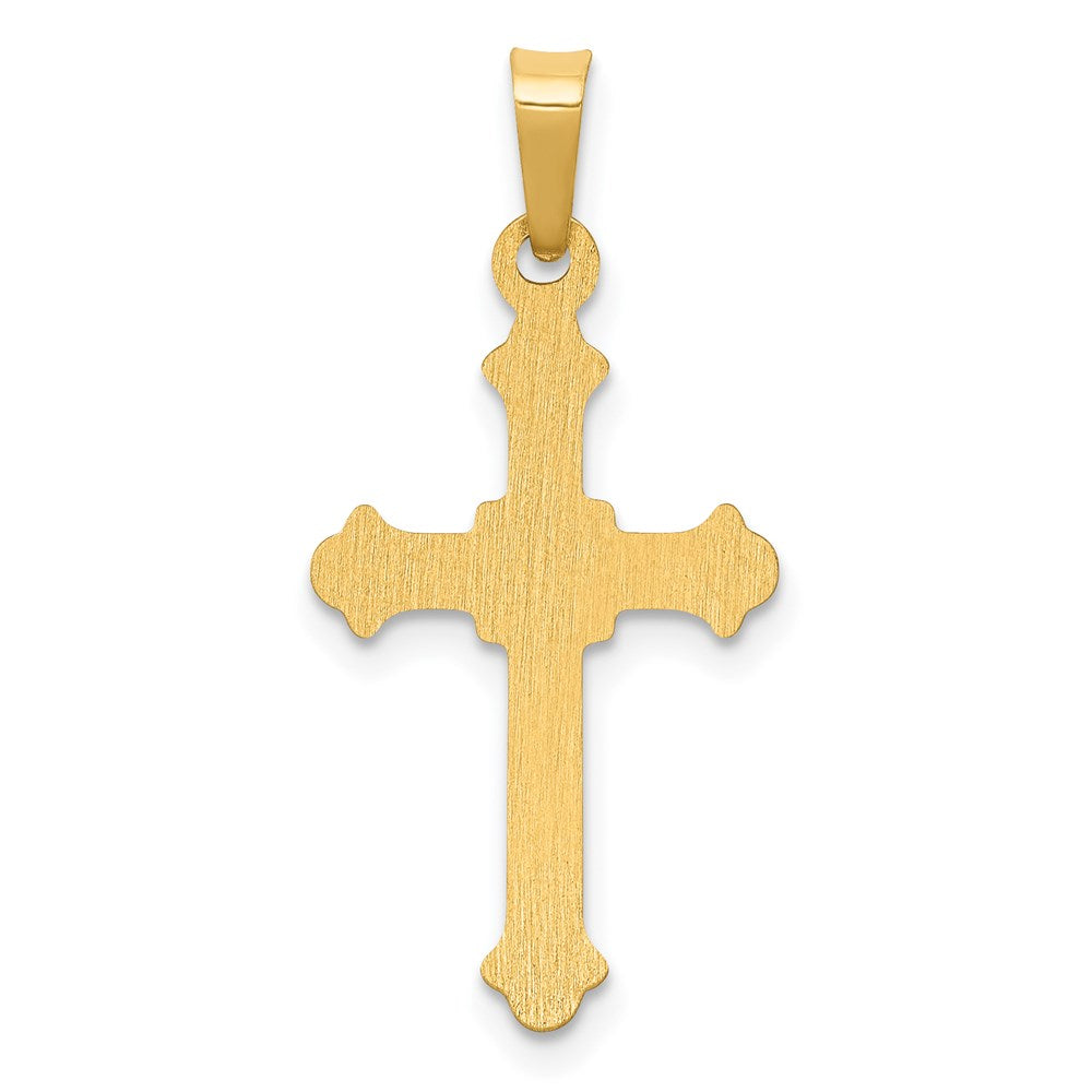 14K Gelbgold 14K Poliert Fleur De Lis Kreuz Anhänger