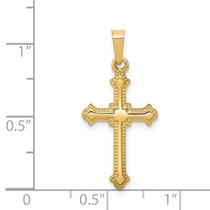 14K Gelbgold 14K Poliert Fleur De Lis Kreuz Anhänger