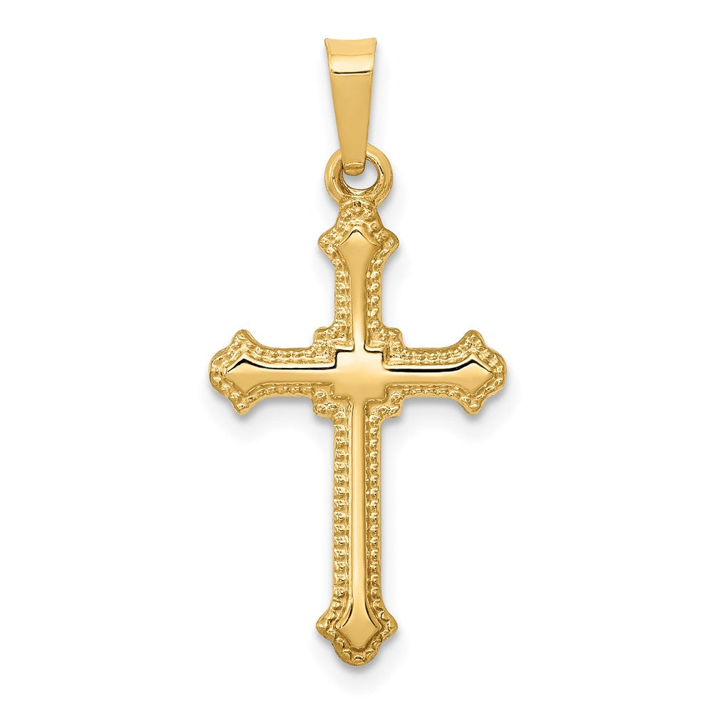 14K Gelbgold 14K Poliert Fleur De Lis Kreuz Anhänger