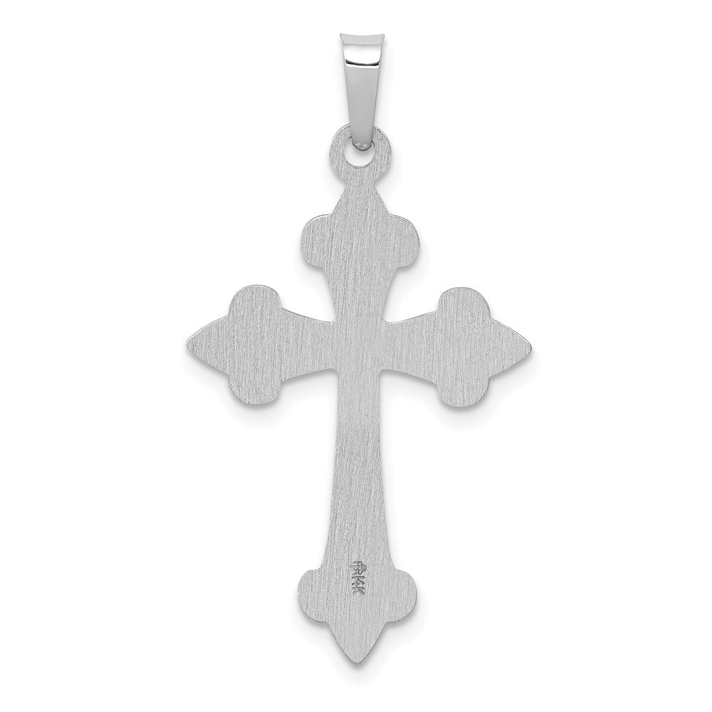 14K Weißgold 14K Weißgold Poliert Fleur De Lis Kreuz Anhänger