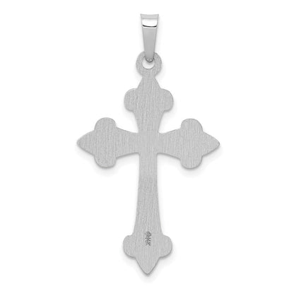14K Weißgold 14K Weißgold Poliert Fleur De Lis Kreuz Anhänger