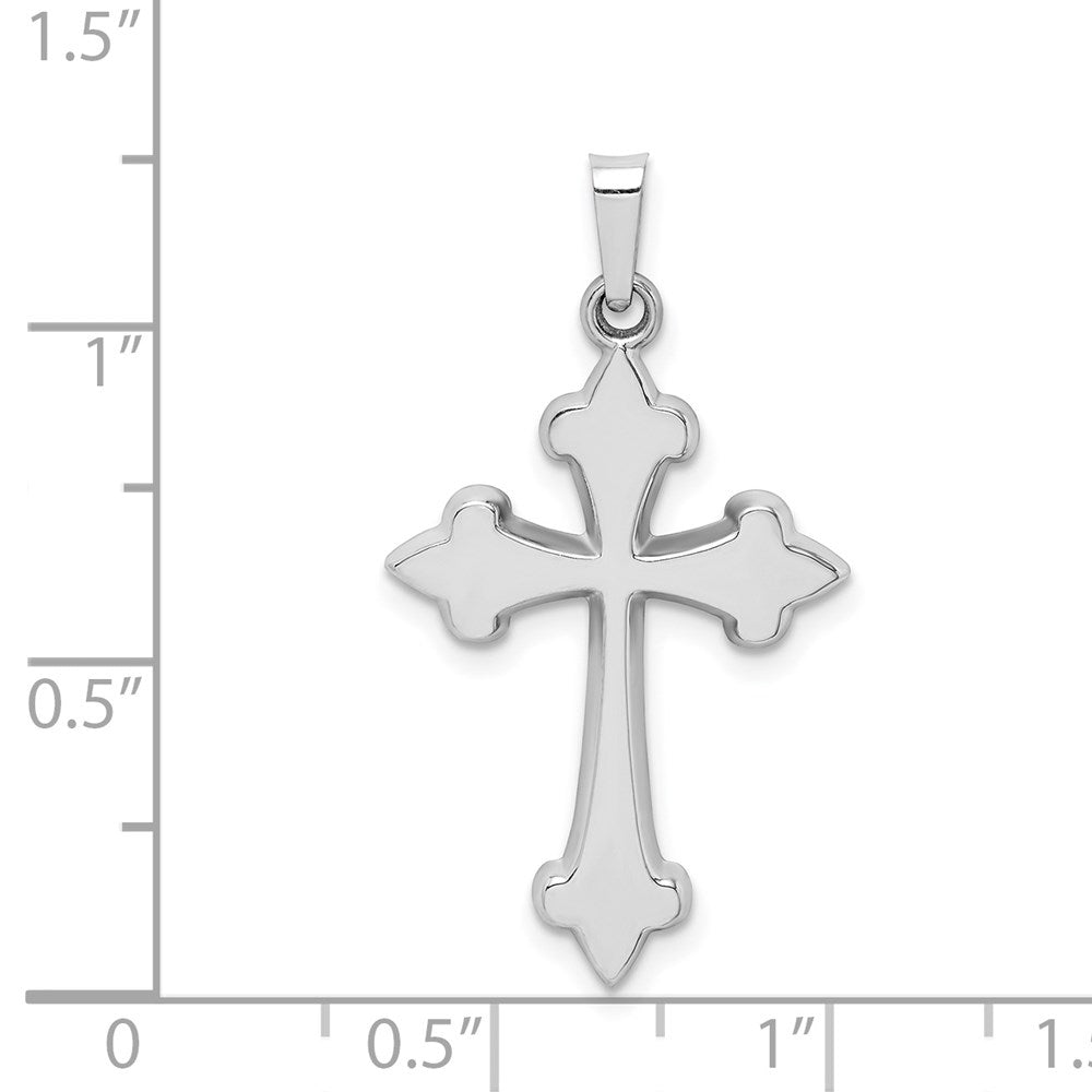 14K Weißgold 14K Weißgold Poliert Fleur De Lis Kreuz Anhänger