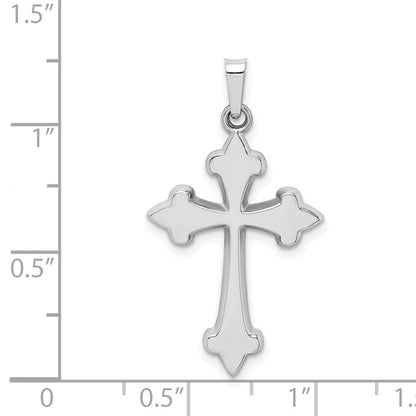 14K Weißgold 14K Weißgold Poliert Fleur De Lis Kreuz Anhänger