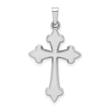 14K Weißgold 14K Weißgold Poliert Fleur De Lis Kreuz Anhänger