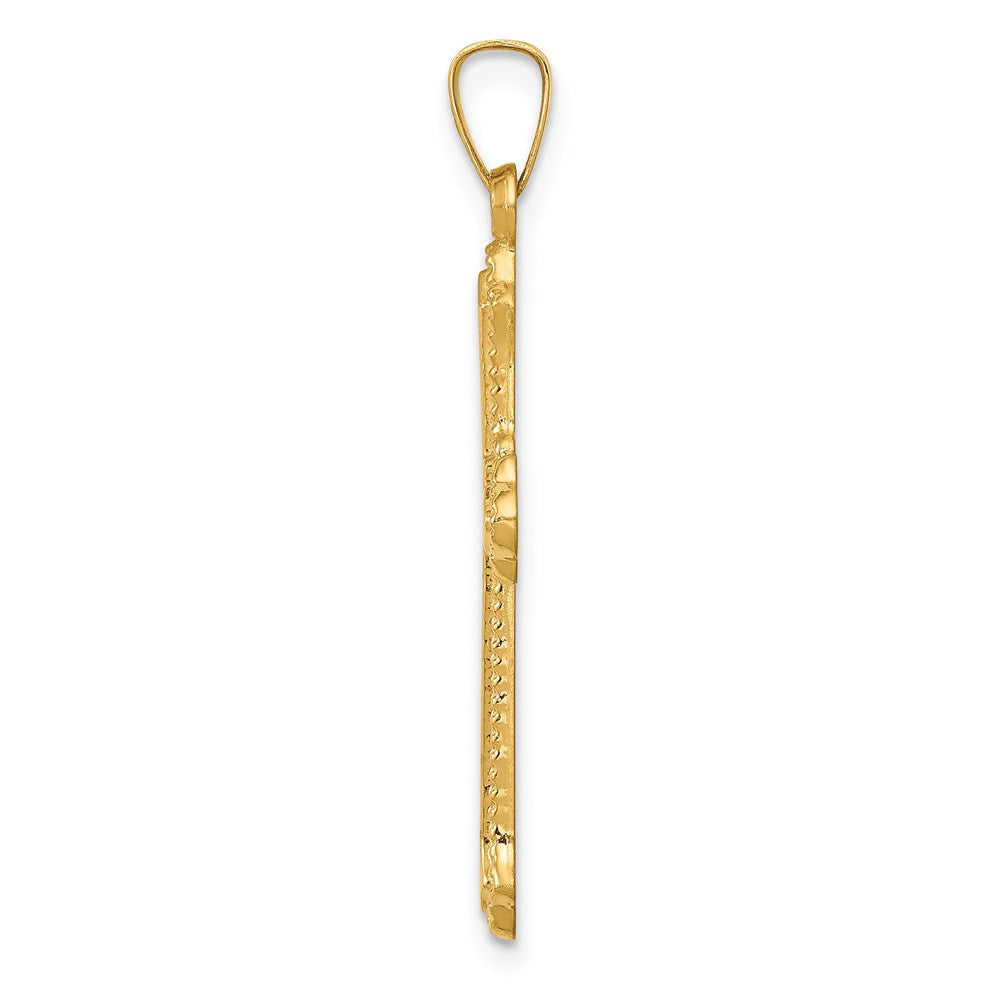 14K Gelbgold Polierter Fleur-de-Lis-Kreuzanhänger