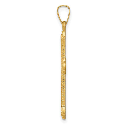 14K Gelbgold Polierter Fleur-de-Lis-Kreuzanhänger